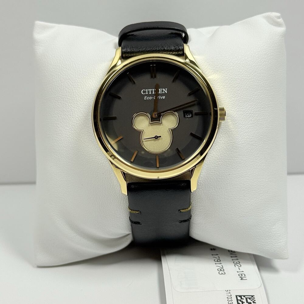 Citizen BV1132-16W Disney Mickey Mouse Eco-Drive Black Dial & Leather Band Watch